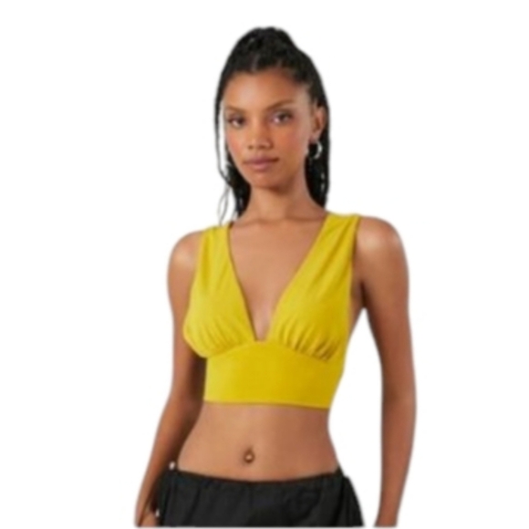Forever 21 Plunge V-Neck Crop Top Size Small Wide Straps Self-Tie Back. - Picture 1 of 5